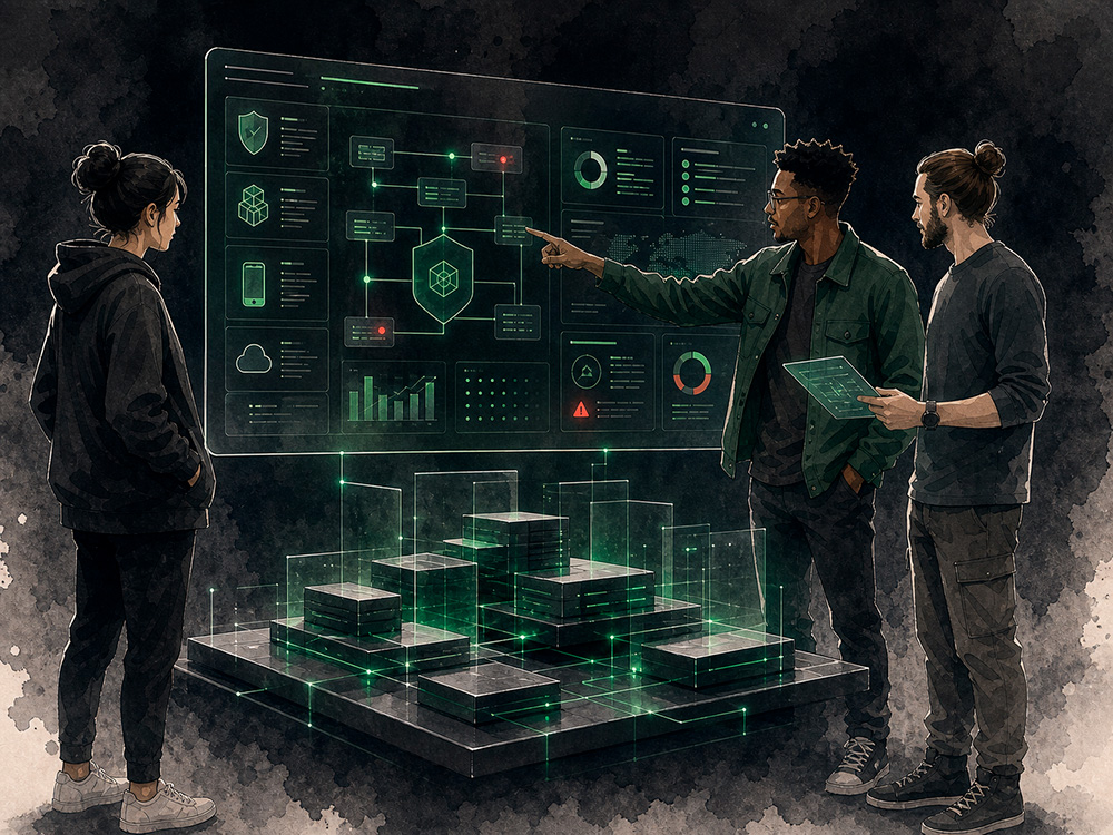 HYM-IT team reviewing security and infrastructure dashboards